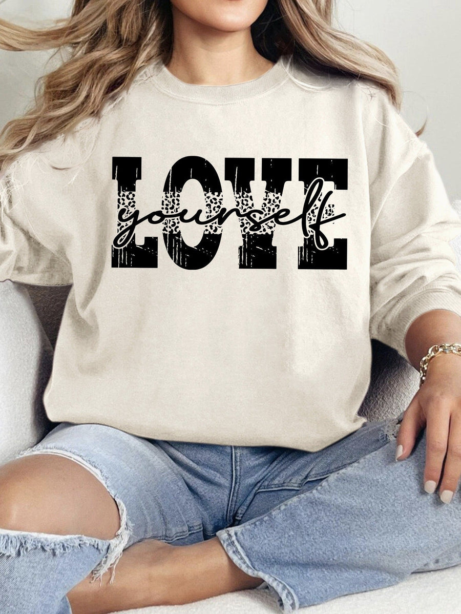 Damen Sweatshirt mit kreativem LOVE-Schriftzug und lässiger Passform