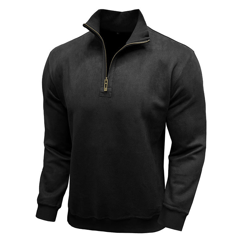 Herren pflegeleichter Fleece-Pullover mit Stehkragen Aliams