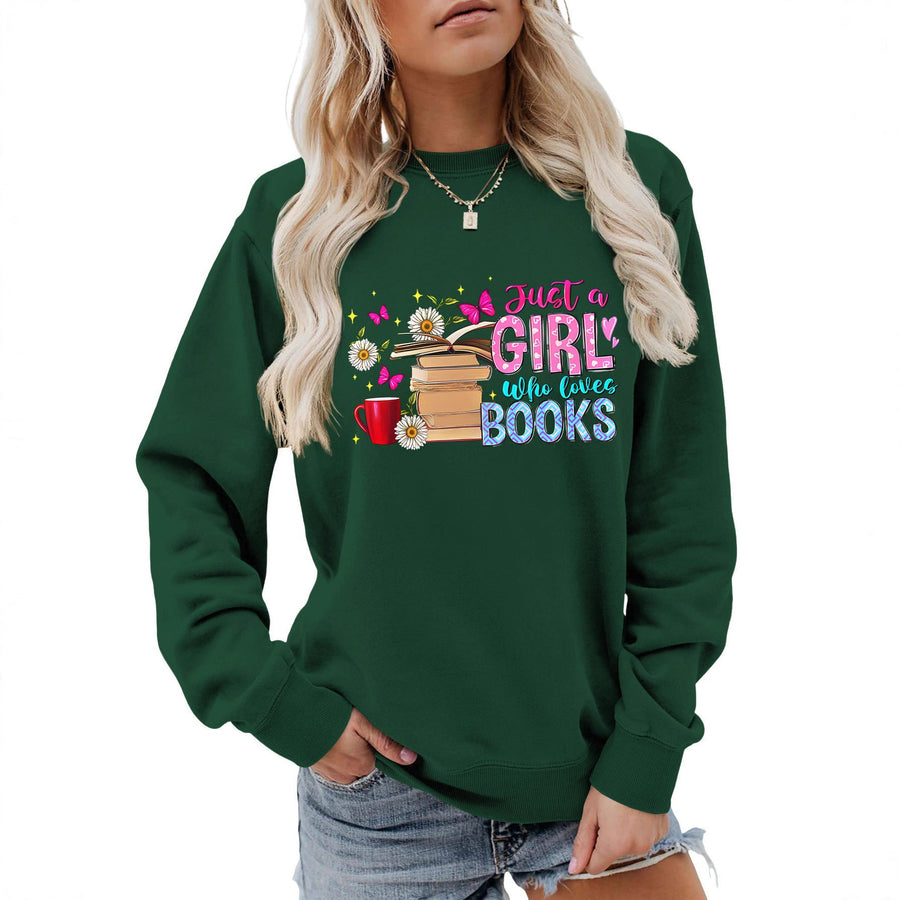 Damen Sweatshirt mit auffälligem Buchmotiv und lässiger Passform