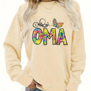 Damen Sweatshirt mit kreativem botanischem Aufdruck