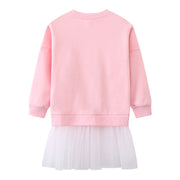 Mädchen Sweatshirt mit Tüllrock und bunten Ballerina-Applikationen Drune