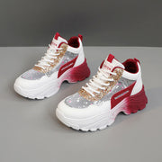 Damen Sportliche Sneakers mit schimmernden Akzenten und bequemer Dämpfung