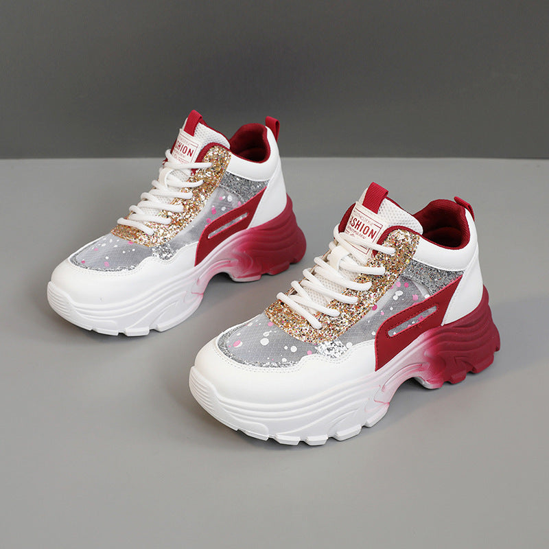 Damen Sportliche Sneakers mit schimmernden Akzenten und bequemer Dämpfung