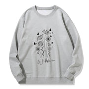 Damen Sweatshirt mit floralem Wildblumenprint und kuscheligem Innenfutter