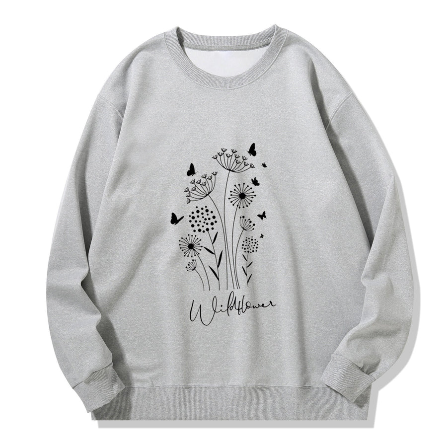 Damen Sweatshirt mit floralem Wildblumenprint und kuscheligem Innenfutter