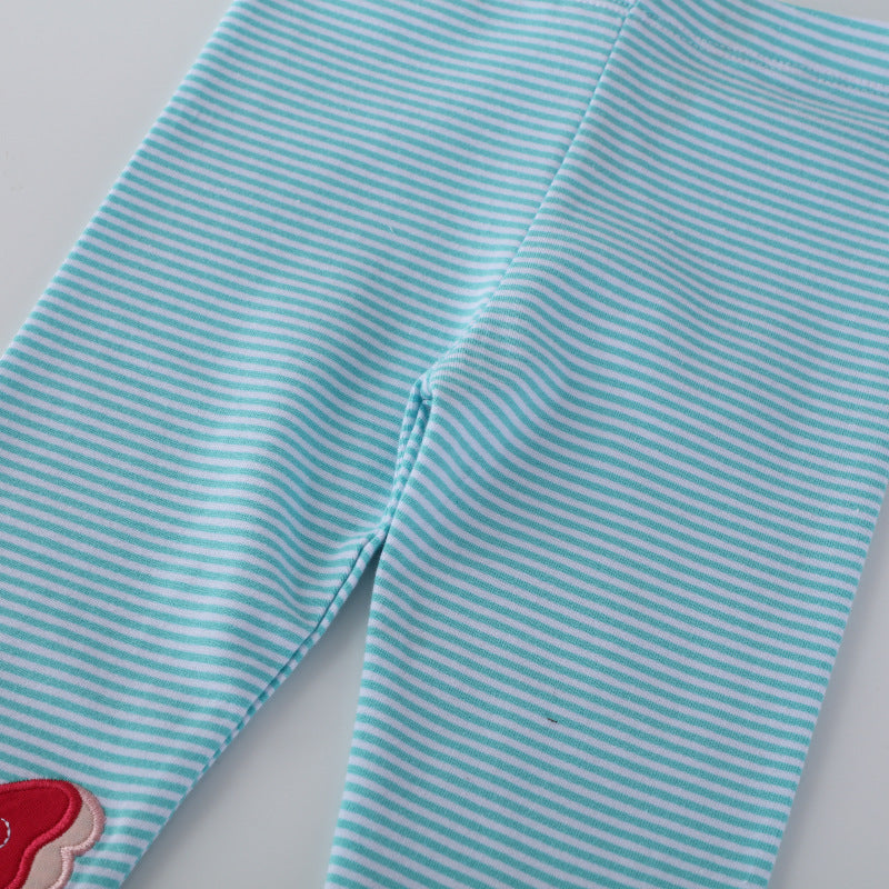 Mädchen Leggings mit buntem Schmetterlings- und Blumenapplikationen Drune