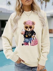 Damen Sweatshirt mit einzigartigem Cartoon-Bären-Motiv und modischem Schriftzug
