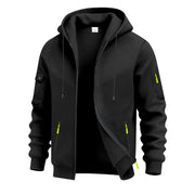 Herren nan technische Zip-Hoodiejacke mit wasserabweisenden Reißverschlusstaschen, Kapuze und verstärkten Ärmelpaspeln Drune