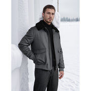 Herren modische bomberjacke mit Teddyfellkragen Aliams