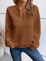 Damen Sweatshirt mit strukturiertem Steppdesign und modischem Ausschnitt
