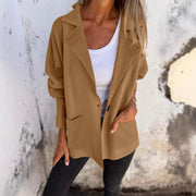 Damen modische Oversized-Blazerjacke mit praktischen Taschen