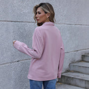 Damen lässiger Pullover mit Reißverschluss und Rippstruktur