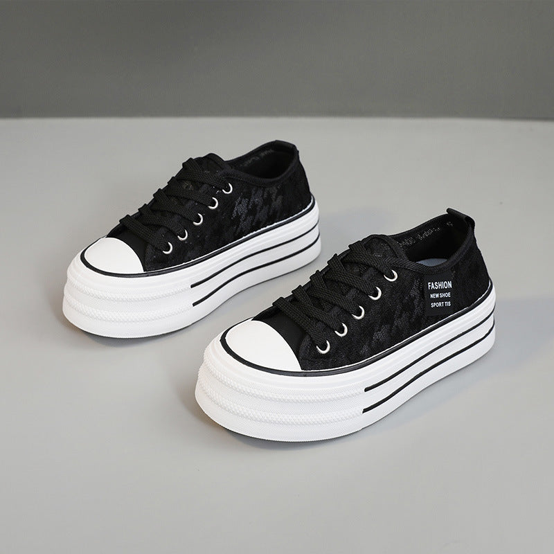 Damen modische Plateau-Sneaker mit strapazierfähigem Obermaterial und dämpfender Laufsohle