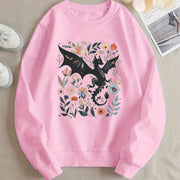 Damen Sweatshirt mit detailliertem Drachen- und Blumenmotiv