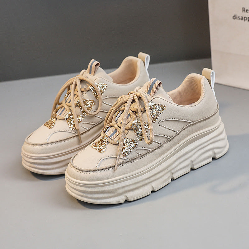 Damen Sportliche Chunky Sneakers mit Glitzer-Applikationen