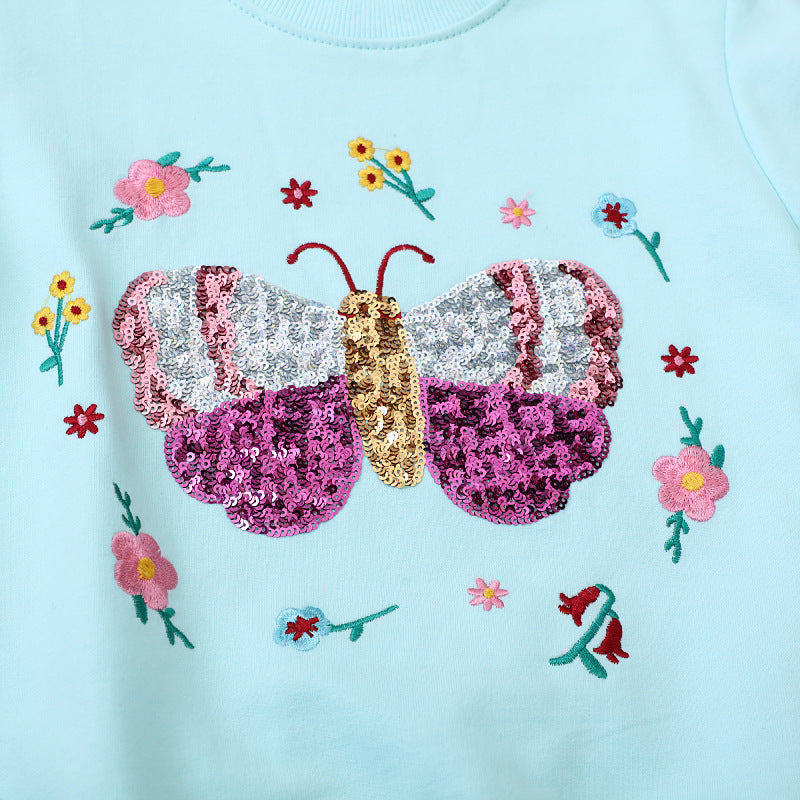 Mädchen Sweatshirt mit buntem Schmetterlingsmotiv Drune