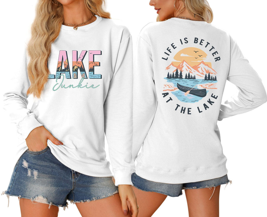 Damen Langarmshirt mit kreativem Lake-Motiv und lässiger Passform