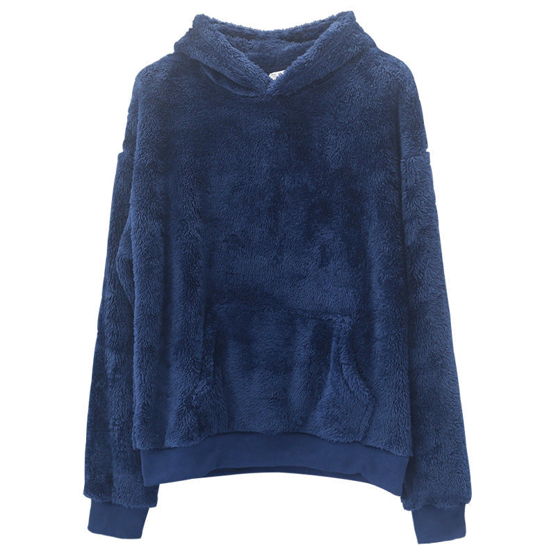 Unisex nan kuscheliger Teddy-Fleece Hoodie mit überlanger Passform und Kängurutasche Drune