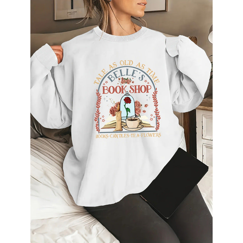 Damen Sweatshirt mit einzigartigem Buchladen-Motiv