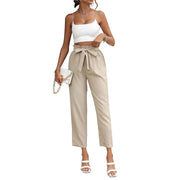 Damen elegante Locker sitzende Hose mit Taillenbindung