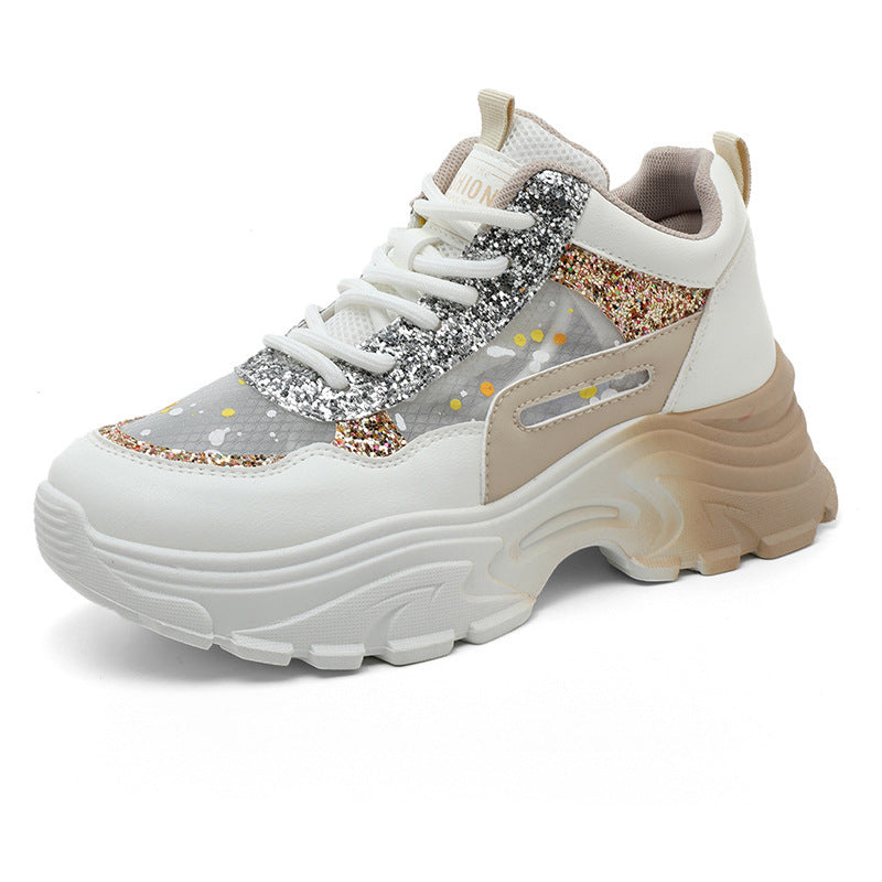 Damen Sportliche Sneakers mit schimmernden Akzenten und bequemer Dämpfung