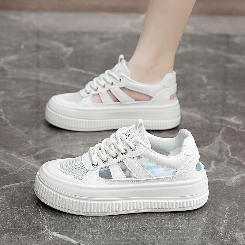 Damen Sportliche Plateau Sneakers mit atmungsaktiver Mesh-Konstruktion und rutschfester Laufsohle