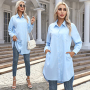 Damen Übergrößen-Hemdbluse mit modernen Details und Brusttasche Heidi-Mode
