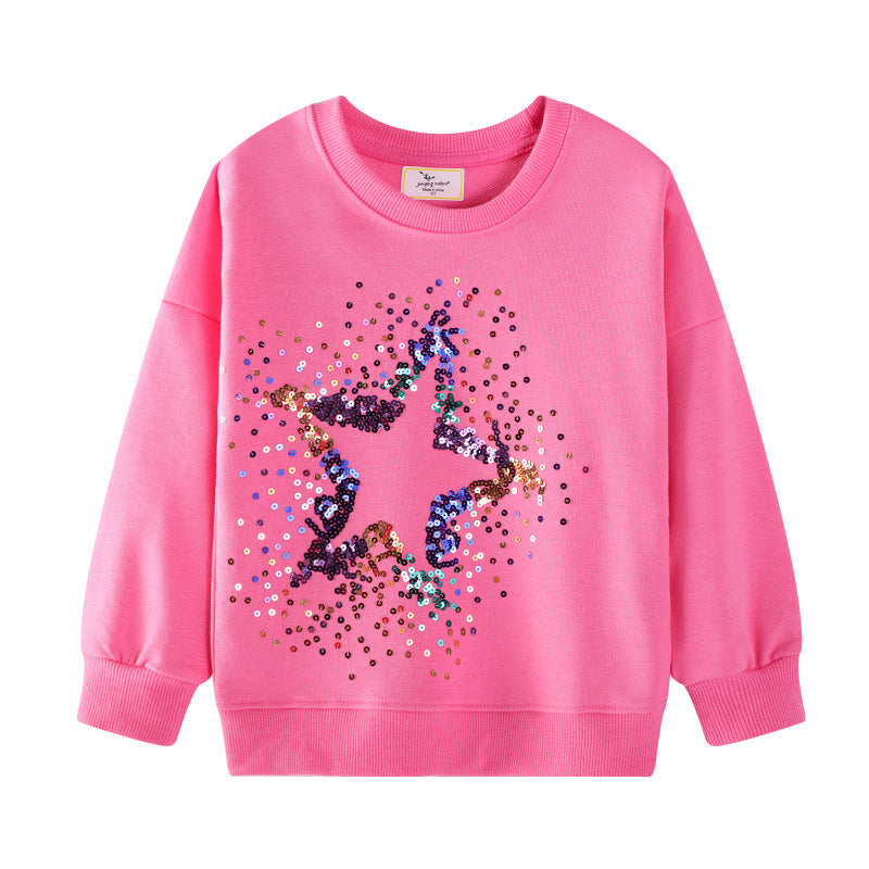 Mädchen Sweatshirt mit glitzerndem Sternenmotiv Drune