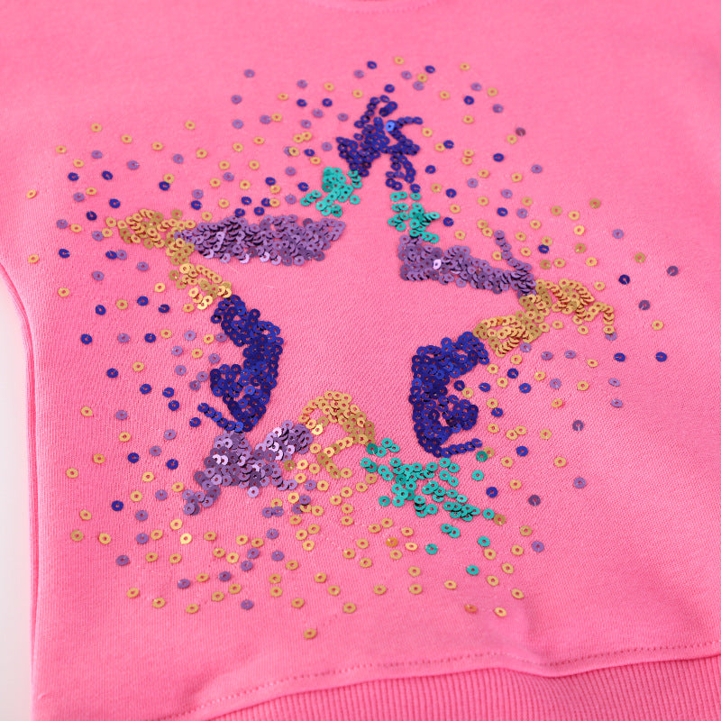 Mädchen Sweatshirt mit glitzerndem Sternenmotiv Drune
