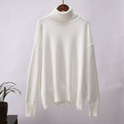 Emma | Damen Lässiger Warmer Strickpullover mit geripptem Saum