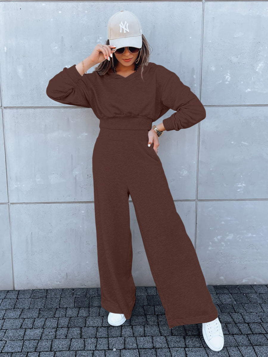 Damen lässiger Jumpsuit mit weitem Bein und praktischer Kapuze