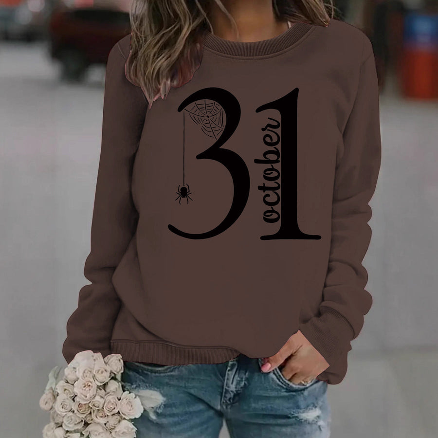 Damen Sweatshirt mit kreativem Halloween-Motiv und bequemer Passform