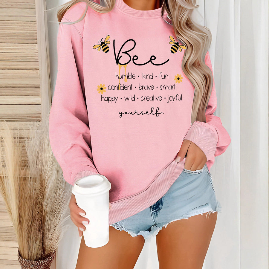 Damen Sweatshirt mit inspirierendem Bienenmotiv und positiven Affirmationen