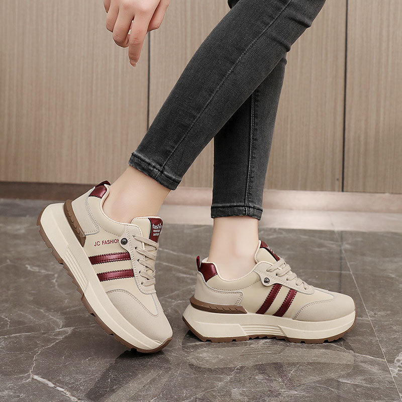 Damen modische Plateau Sneakers mit atmungsaktiver Oberflächenstruktur