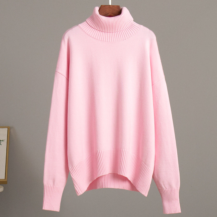 Emma | Damen Lässiger Warmer Strickpullover mit geripptem Saum
