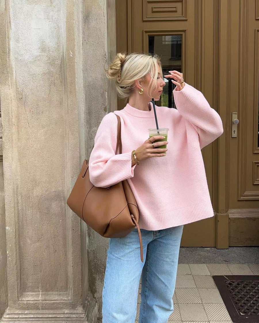 Karla | Kuscheliger, übergroßer rosa Pullover für gemütliche Tage
