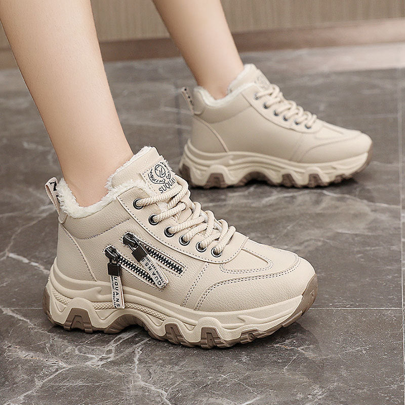 Damen gefütterte High-Top Sneakers mit modischem Design und praktischen Reißverschlussdetails