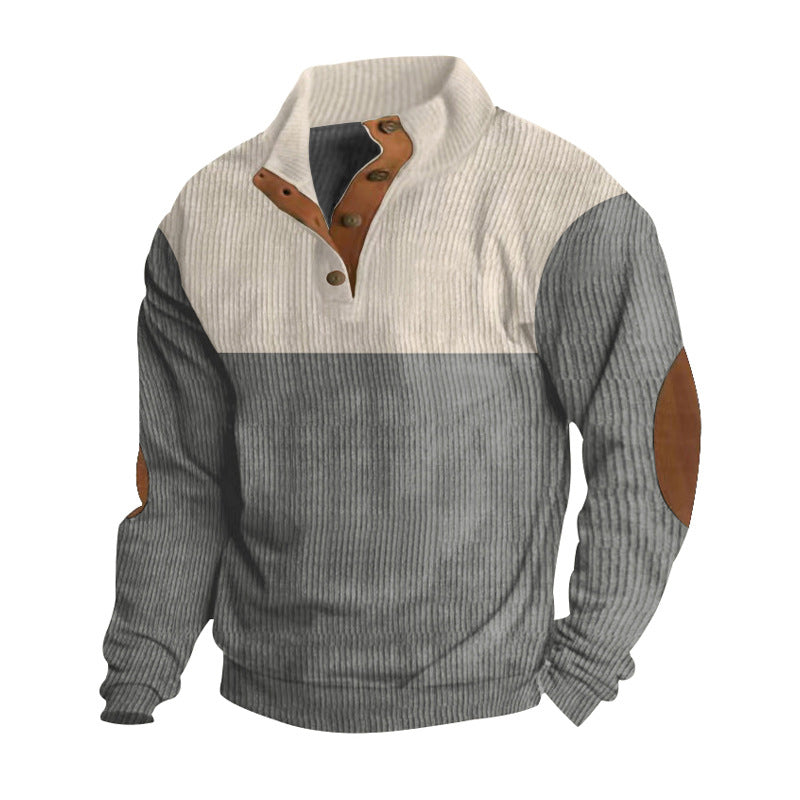 Herren modischer Stehkragen-Pullover mit eleganten Knöpfen Aliams