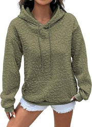 Damen Kapuzenpullover mit floralen Prägungen und großzügiger Passform