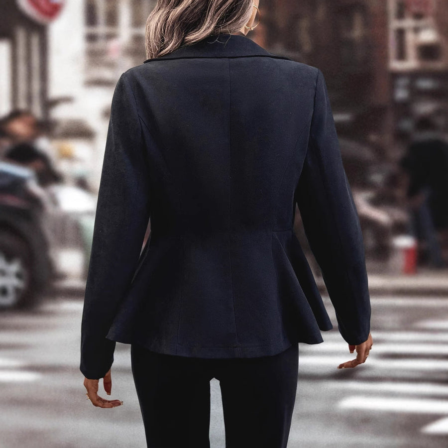 Damen elegante Bikerjacke mit Knöpfen und taillierter Silhouette