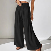 Damen weite Sommerhose mit elastischem Bund und seitlichen Eingrifftaschen