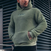 Herren Fleece Hoodie mit Kängurutasche und hohem Kragen Aliams