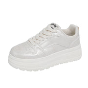 Damen Modische Chunky Sneakers mit elegantem Obermaterial und dämpfender Sohle