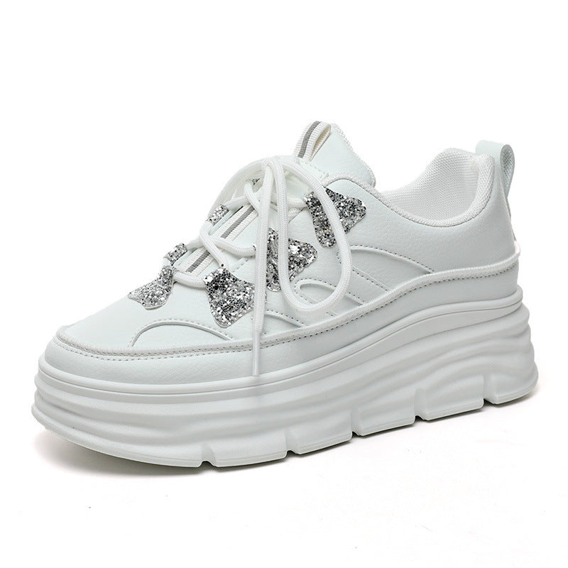 Damen Sportliche Chunky Sneakers mit Glitzer-Applikationen