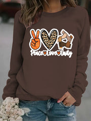 Damen Sweatshirt mit kreativem Peace, Love & Unity Motiv