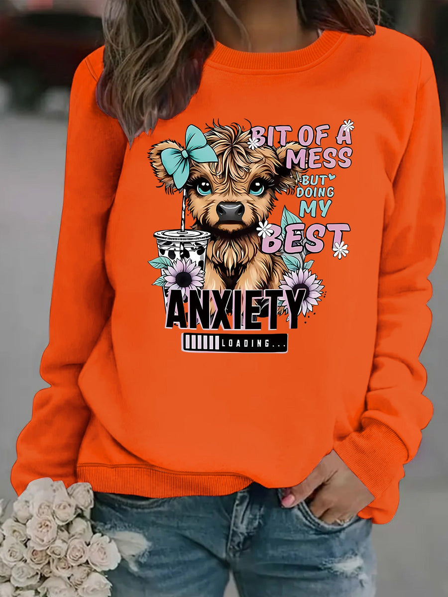 Damen Sweatshirt mit kreativem Hundedesign und inspirierendem Schriftzug