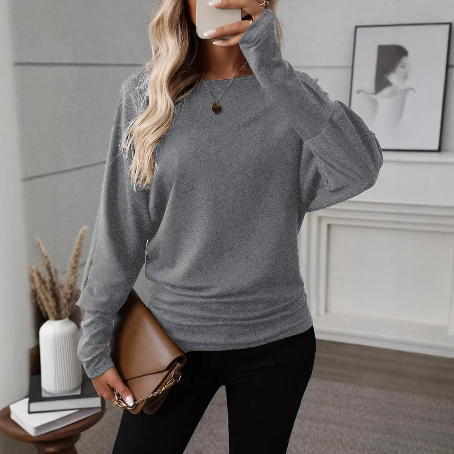 Damen Lässiges Langarmshirt mit weitem Schnitt und eleganter Silhouette