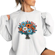 Damen Oversized Sweatshirt mit floralen Grafikdetails