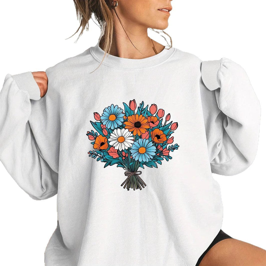 Damen Oversized Sweatshirt mit floralen Grafikdetails