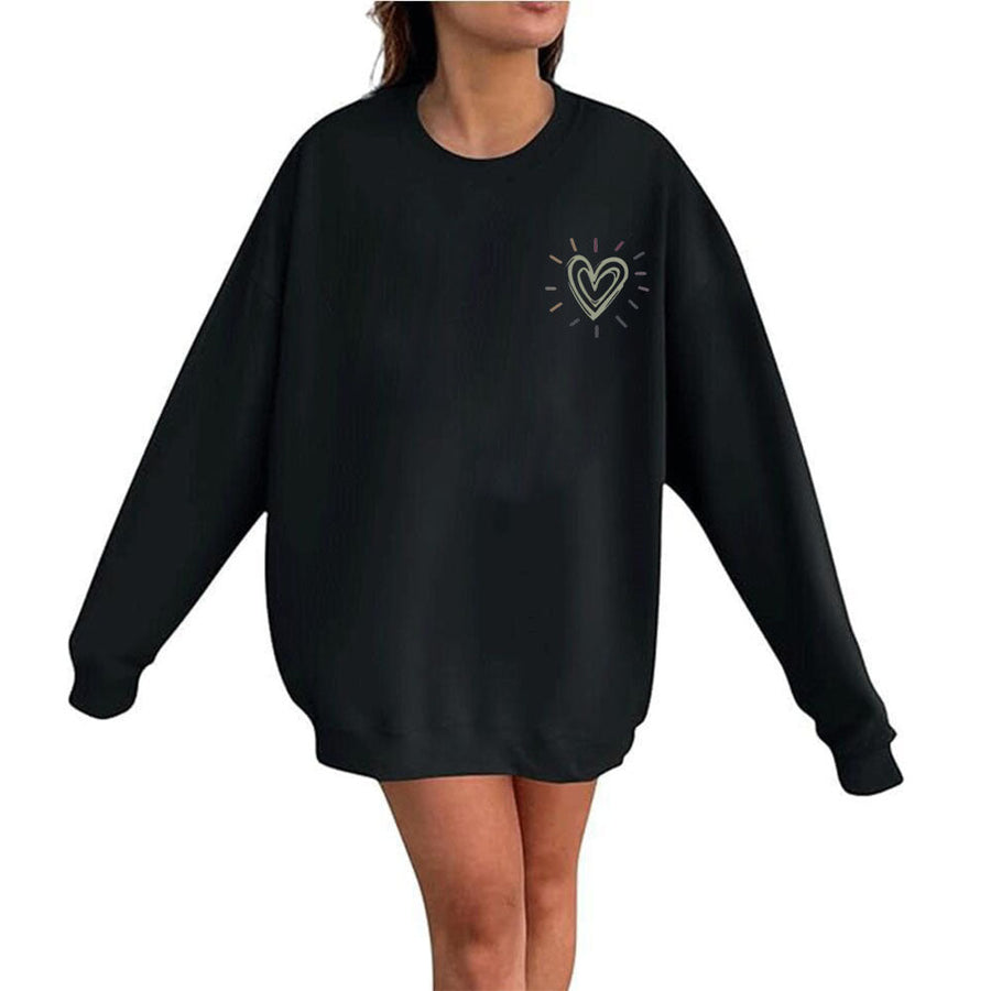 Damen Oversized Sweatshirt mit niedlichem Herzmotiv und lässigem Schnitt